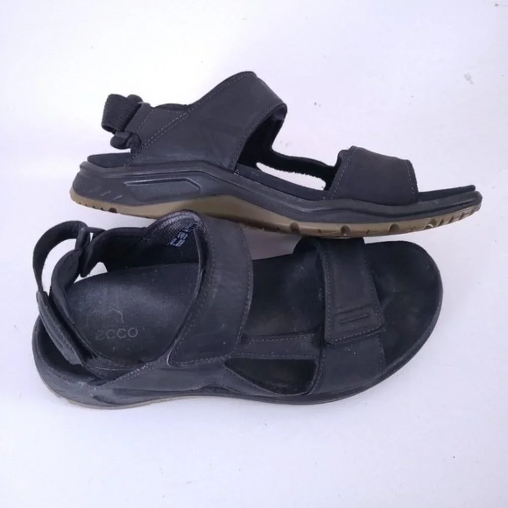 ECCO Mens X-trinsic 3S Black Leather Sandals Shoes Size 9